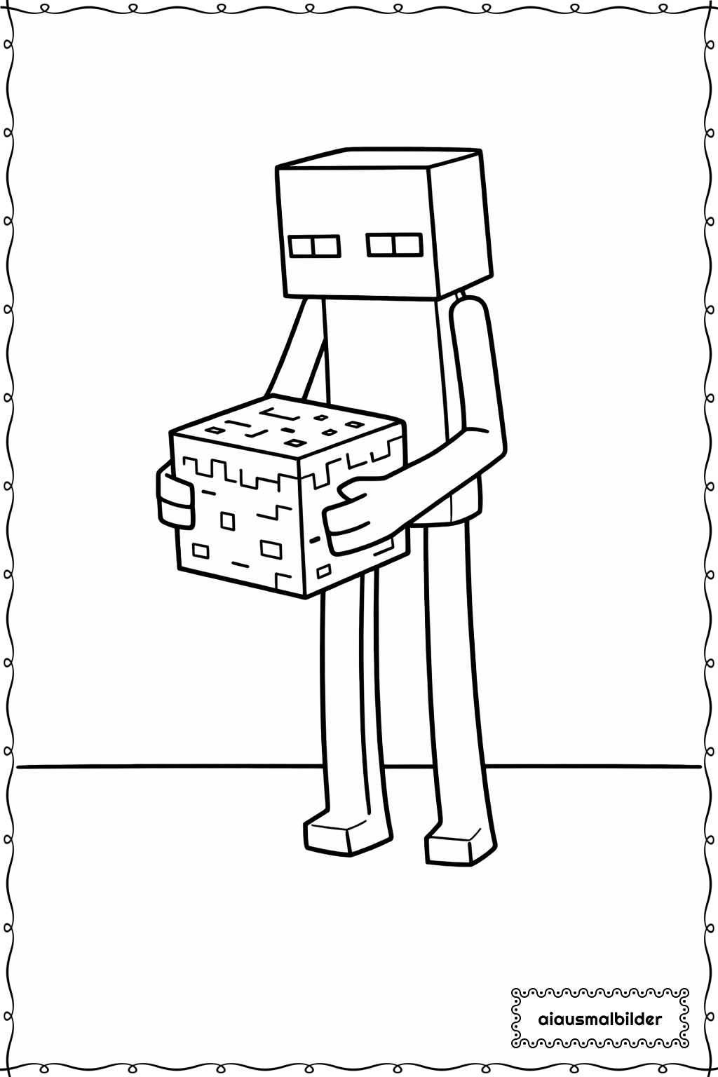  Minecraft Enderman Hält Block Ausmalseite 