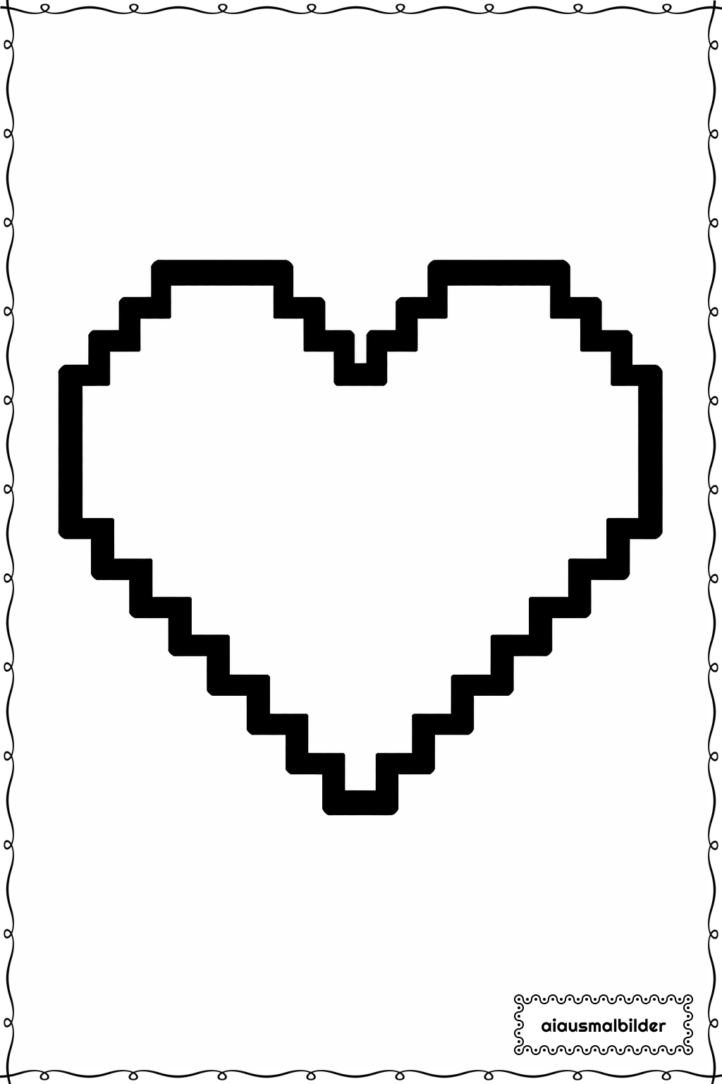  Minecraft Herz Pixel Ausmalseite 