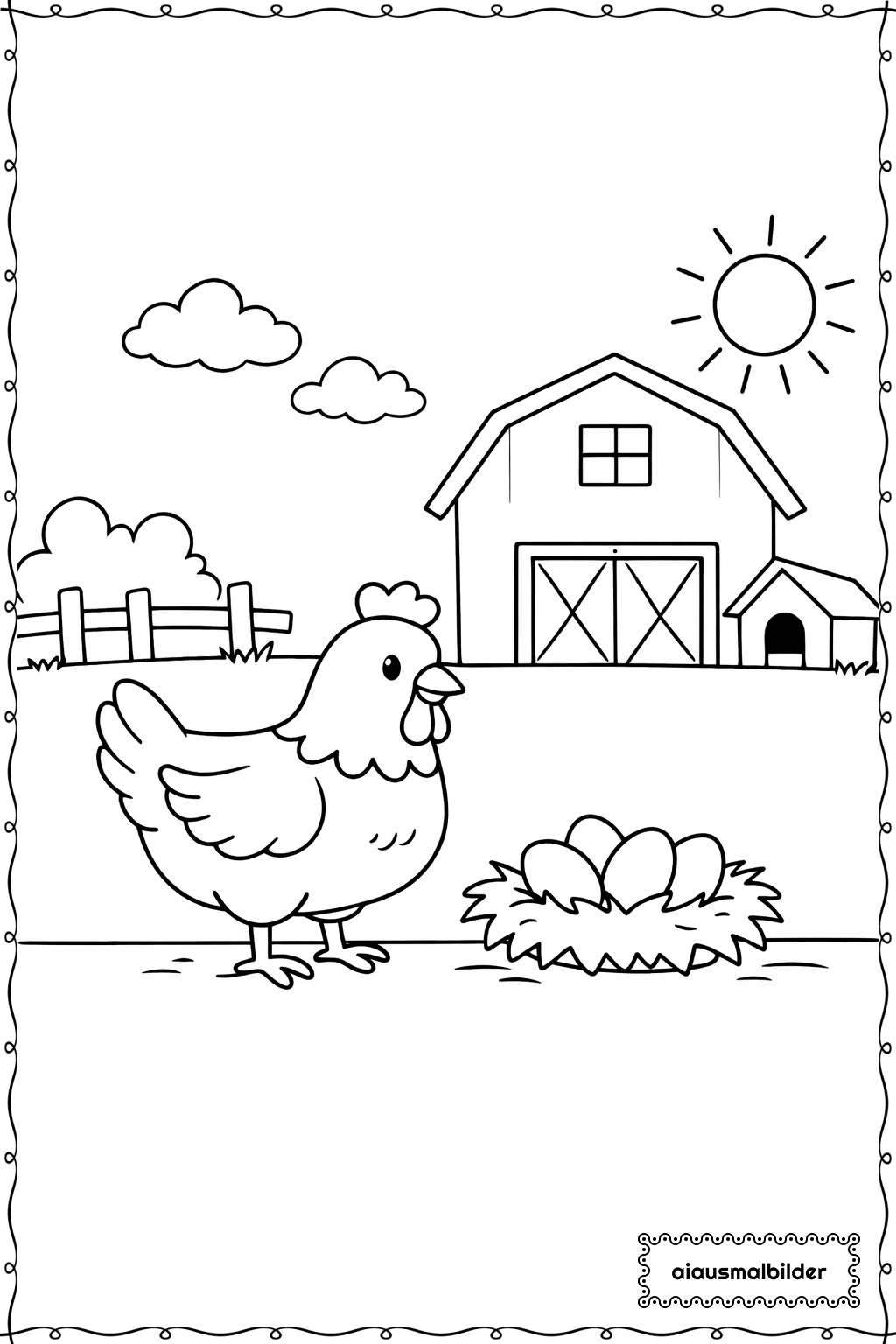  Minecraft Huhn Auf Hof Ausmalseite 