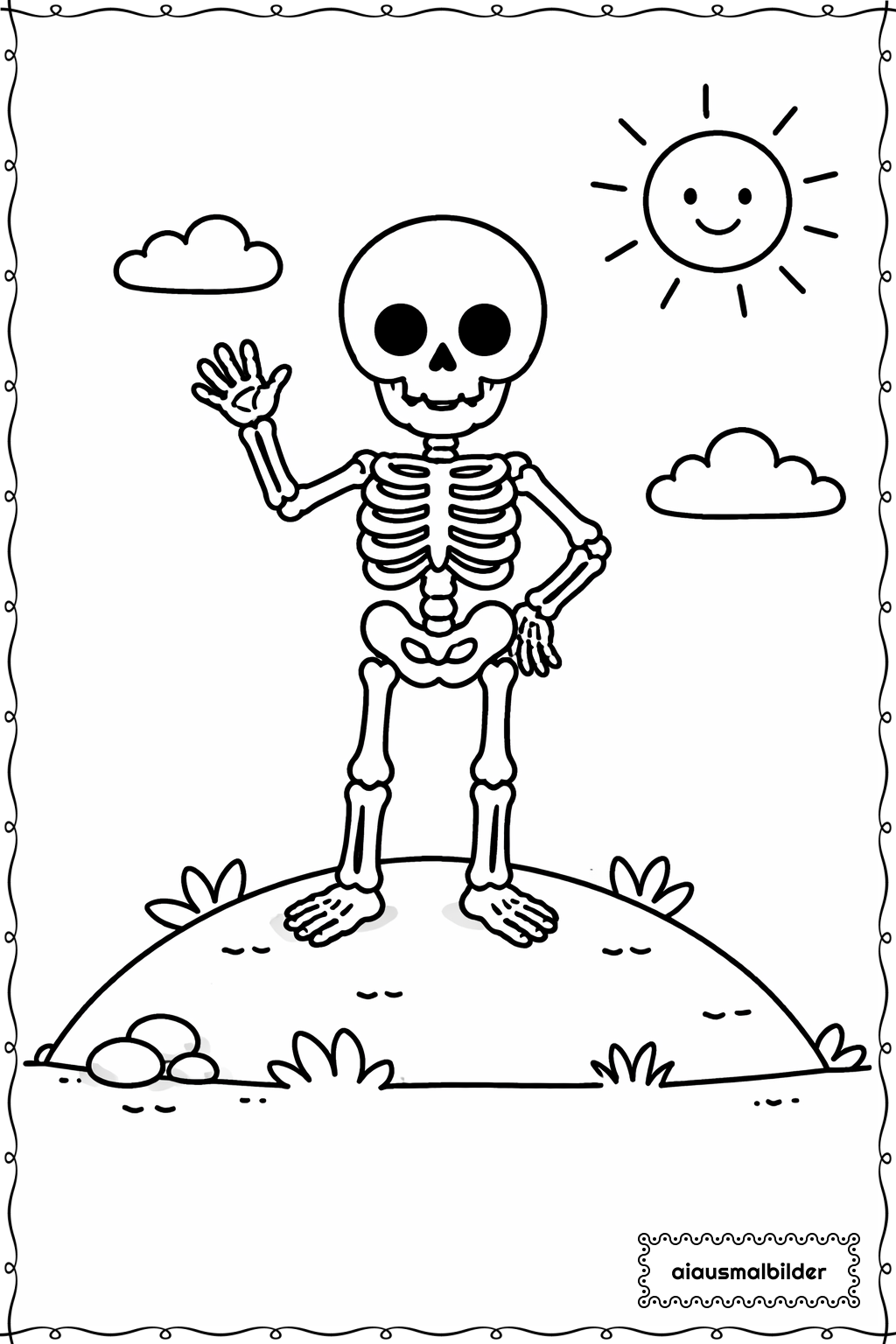  Minecraft Skelett Auf Hügel Ausmalseite 