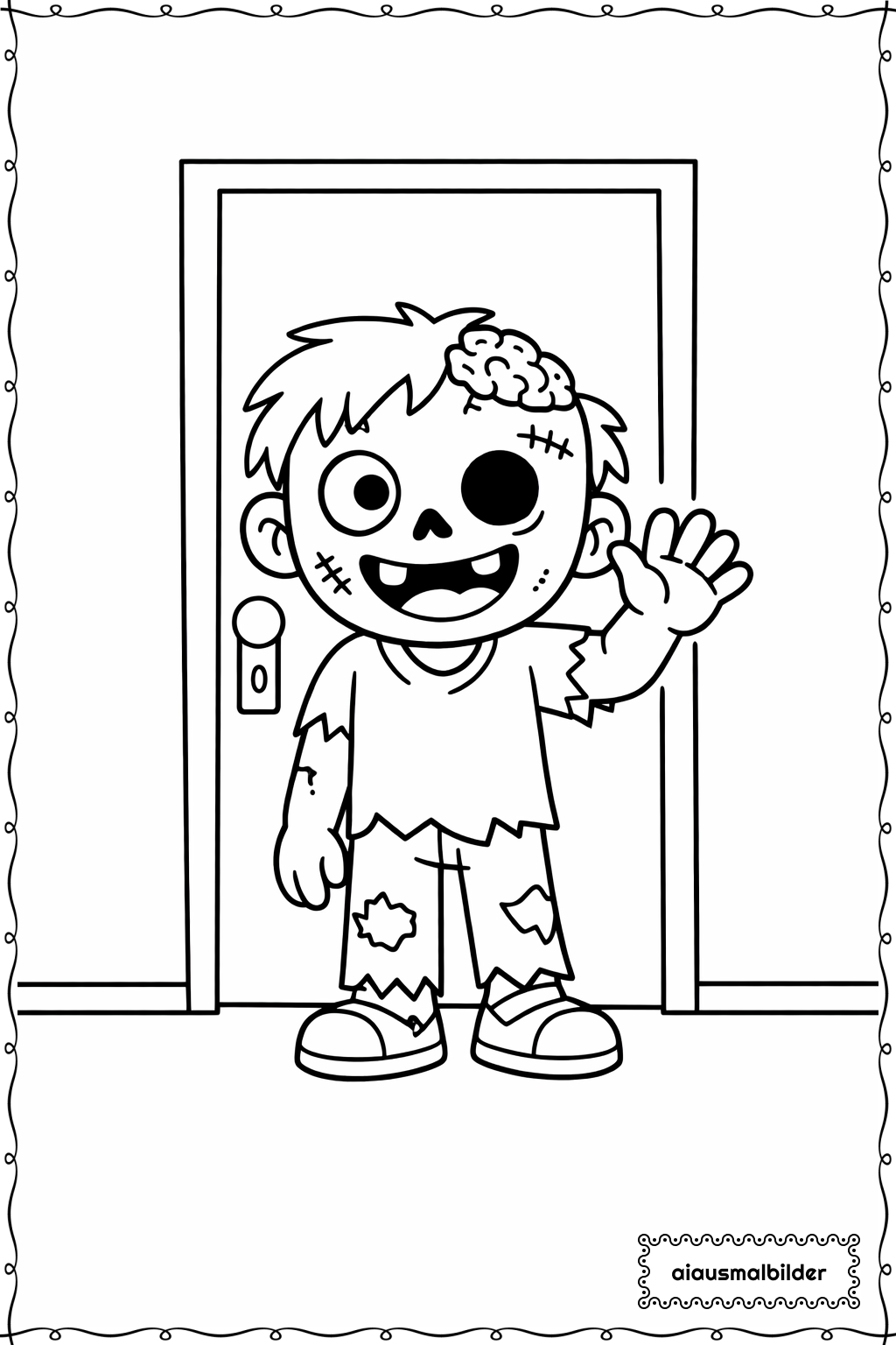  Minecraft Zombie Vor Tür Ausmalseite 