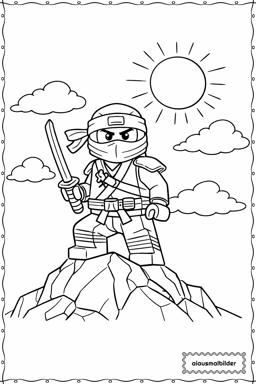  Ninjago Berggipfel Szene Ausmalseite 
