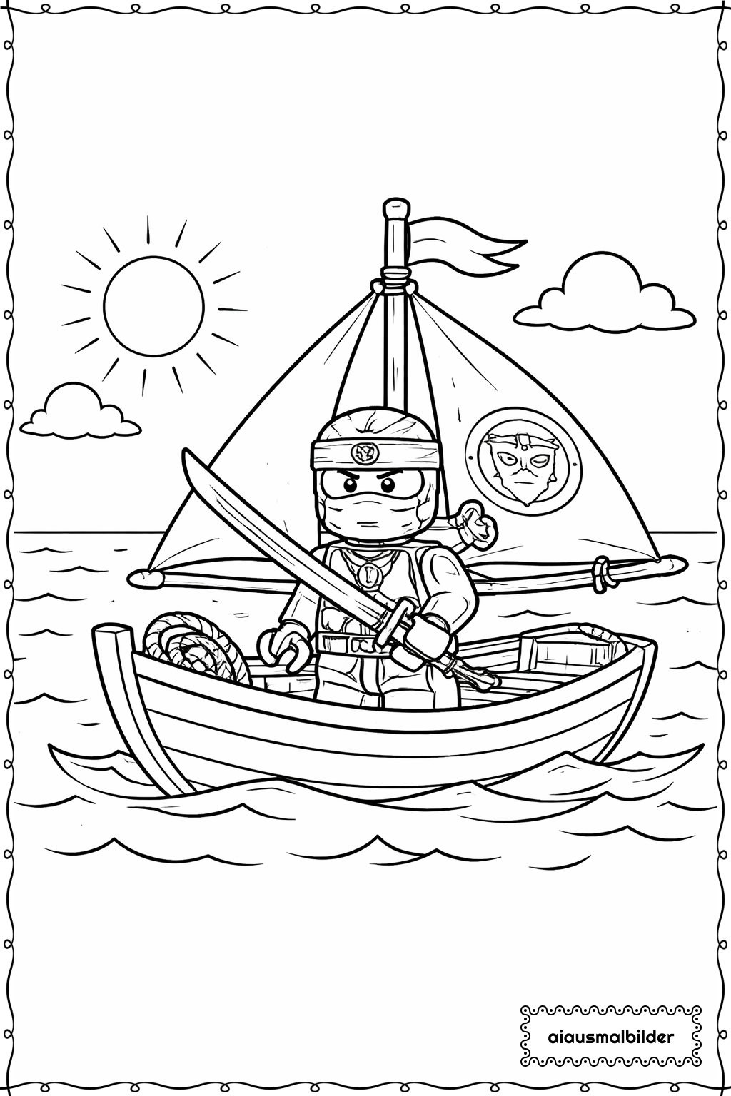 Ninjago Boot Auf See Ausmalseite