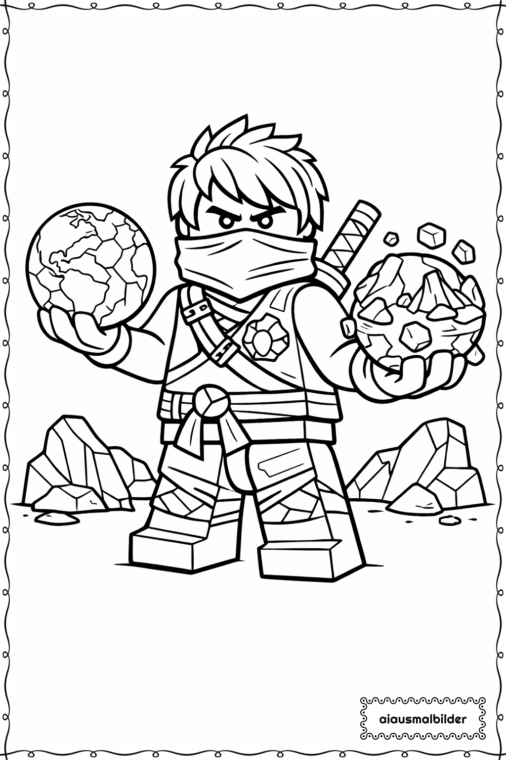  Ninjago Cole Erde Schlag Ausmalseite 