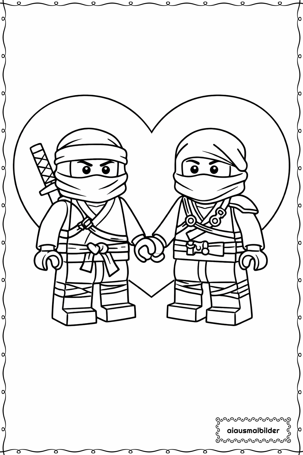Ninjago Freundschaftsbild Ausmalseite