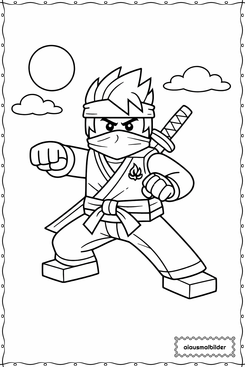  Ninjago Kai Kämpft Szene Ausmalseite 