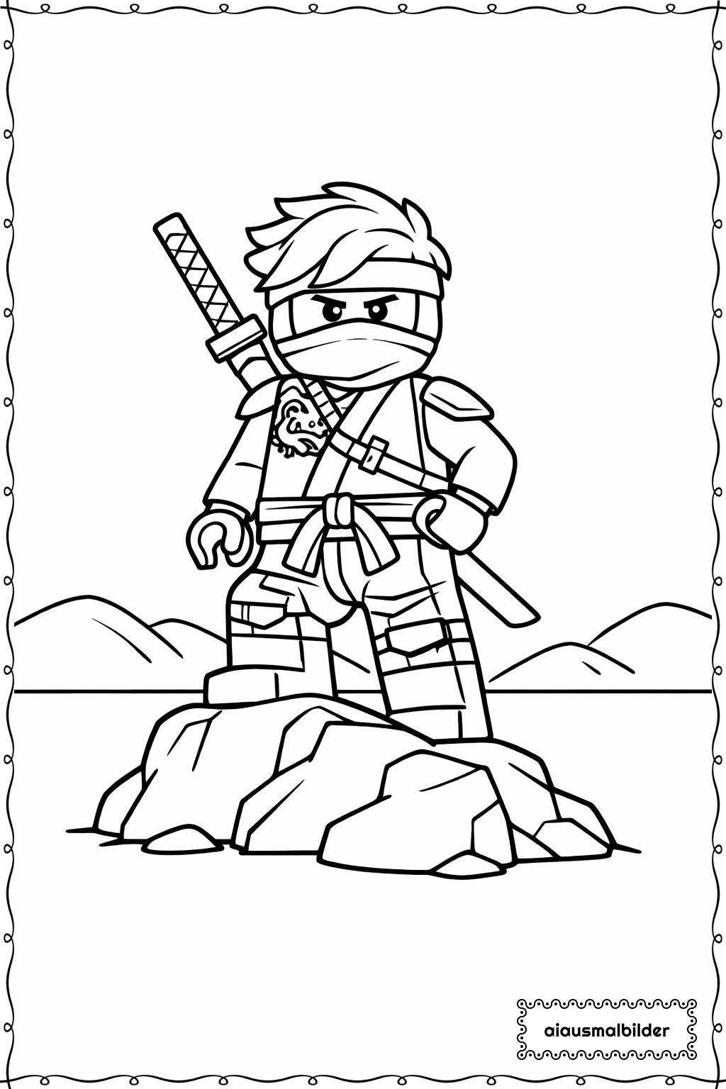  Ninjago Lloyd Auf Stein Ausmalseite 
