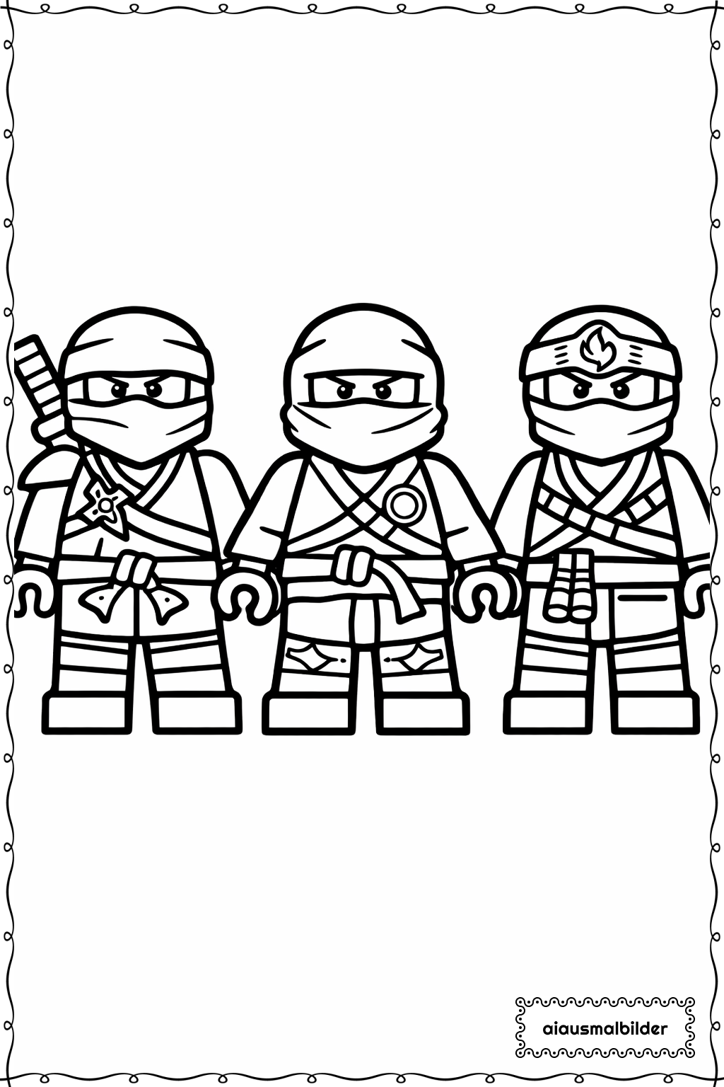  Ninjago Ninja Gruppe Einfach Ausmalseite 