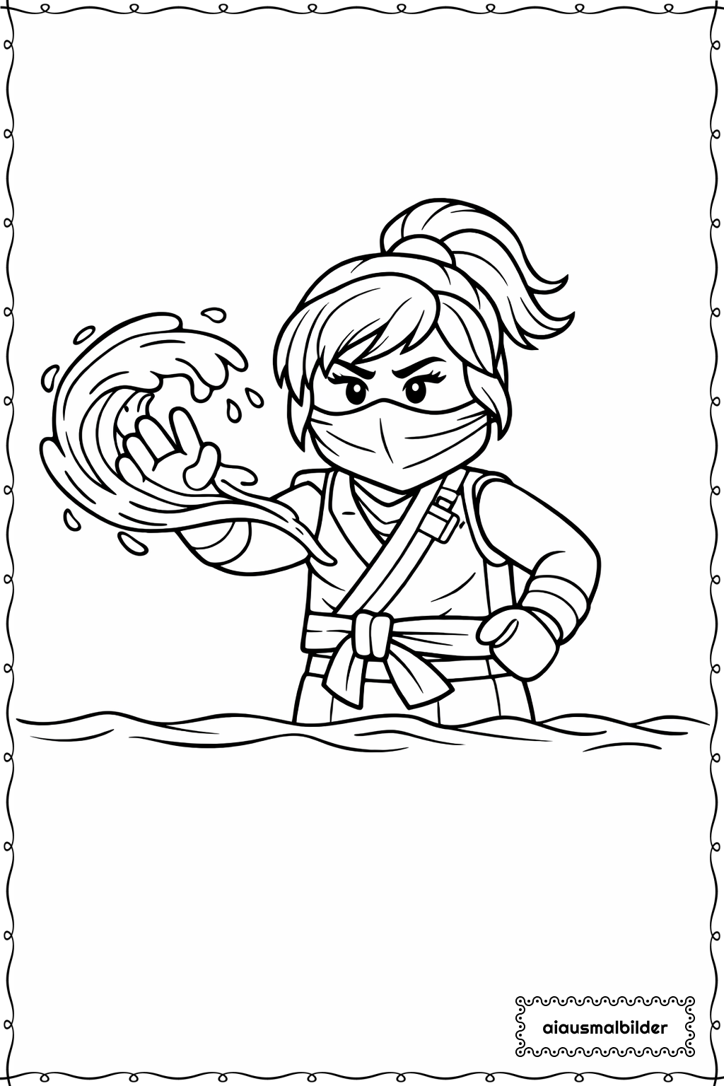  Ninjago Nya Wasser Welle Ausmalseite 