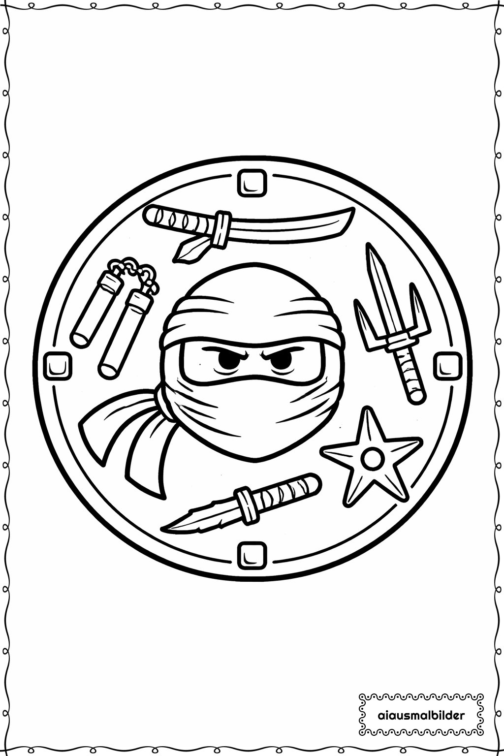  Ninjago Schild Rund Ausmalseite 