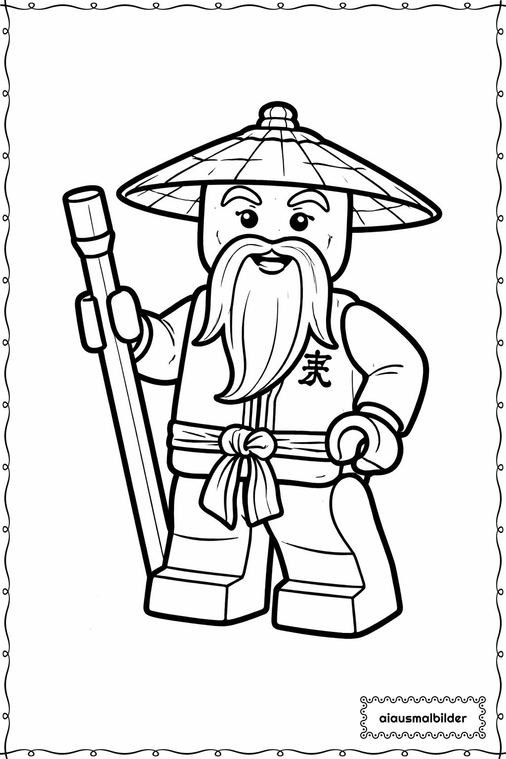  Ninjago Sensei Wu Lächelnd Ausmalseite 