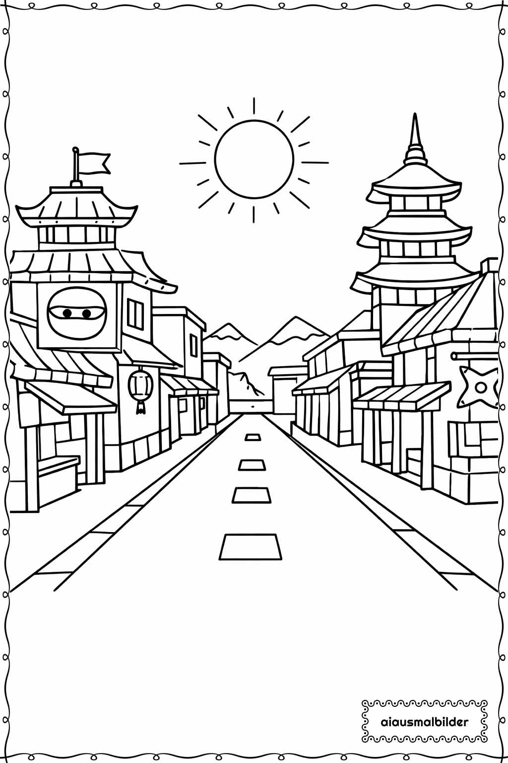  Ninjago Stadt Straße Ausmalseite 