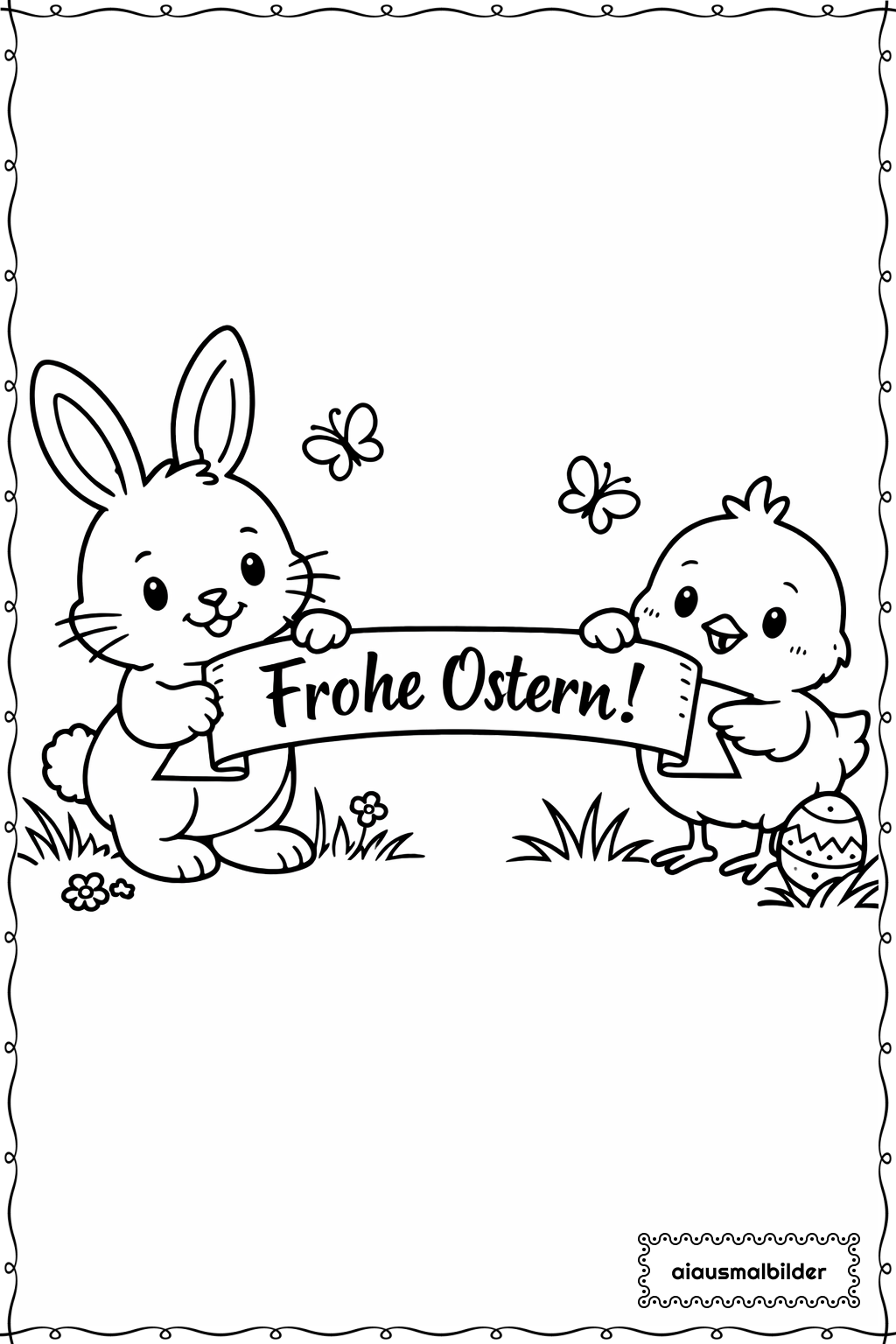 Ostern Banner Freunde Ausmalseite