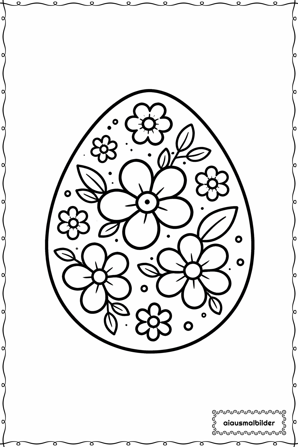 Ostern Blumen-Ei Ausmalseite 