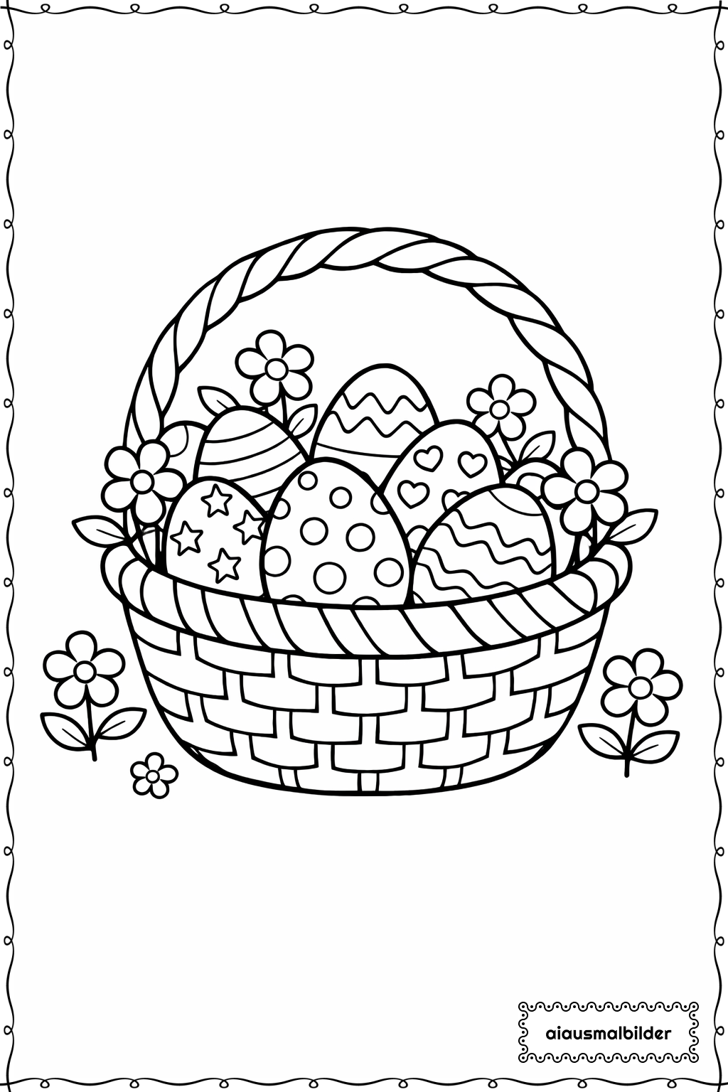  Ostern Bunter Korb Ausmalseite 
