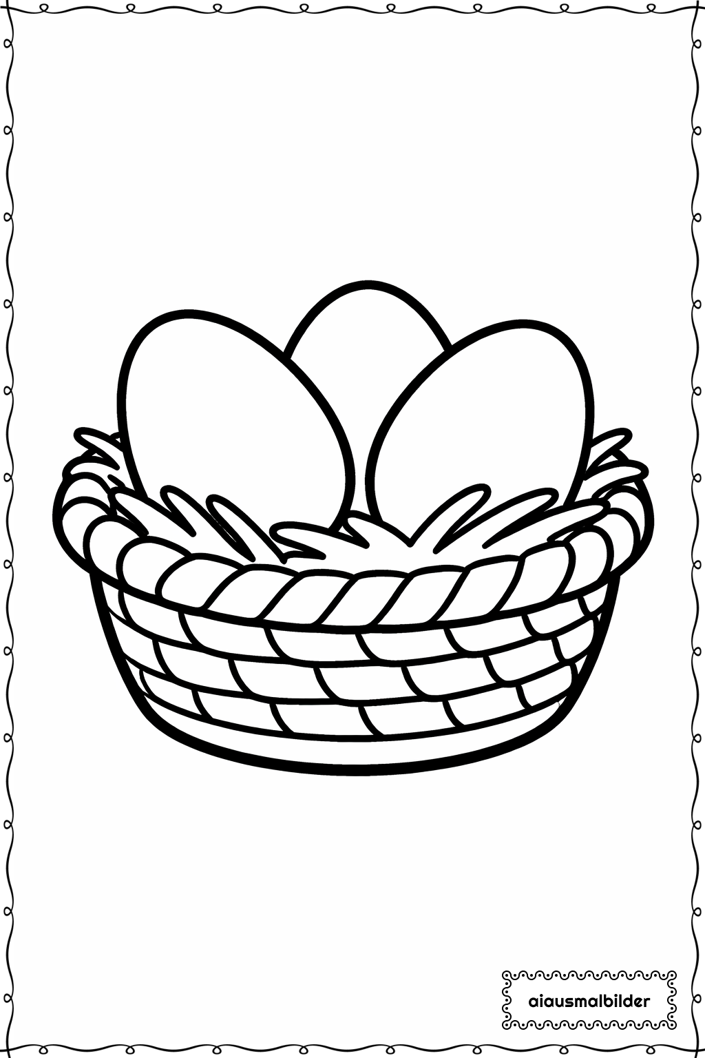  Ostern Drei Eier im Korb Ausmalseite 