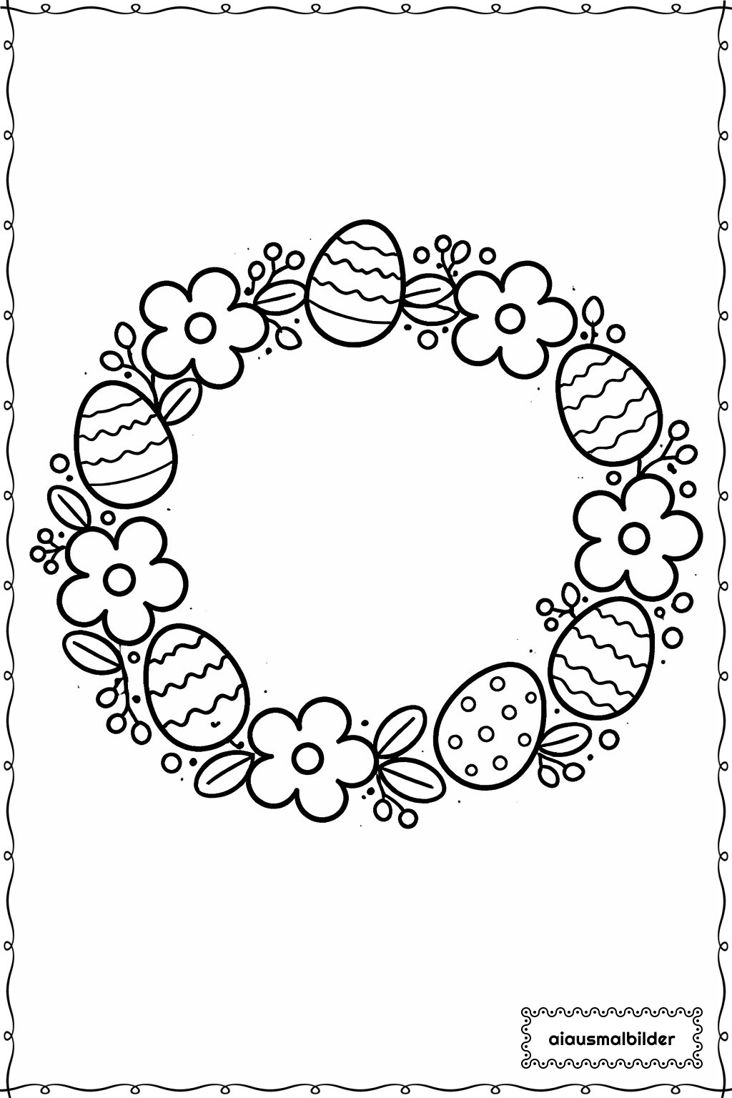  Ostern Frühlingskranz Ausmalseite 