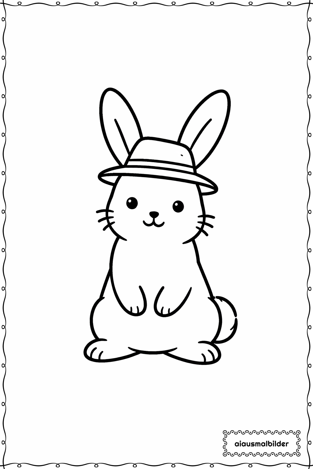  Ostern Hase mit Hut Ausmalseite 
