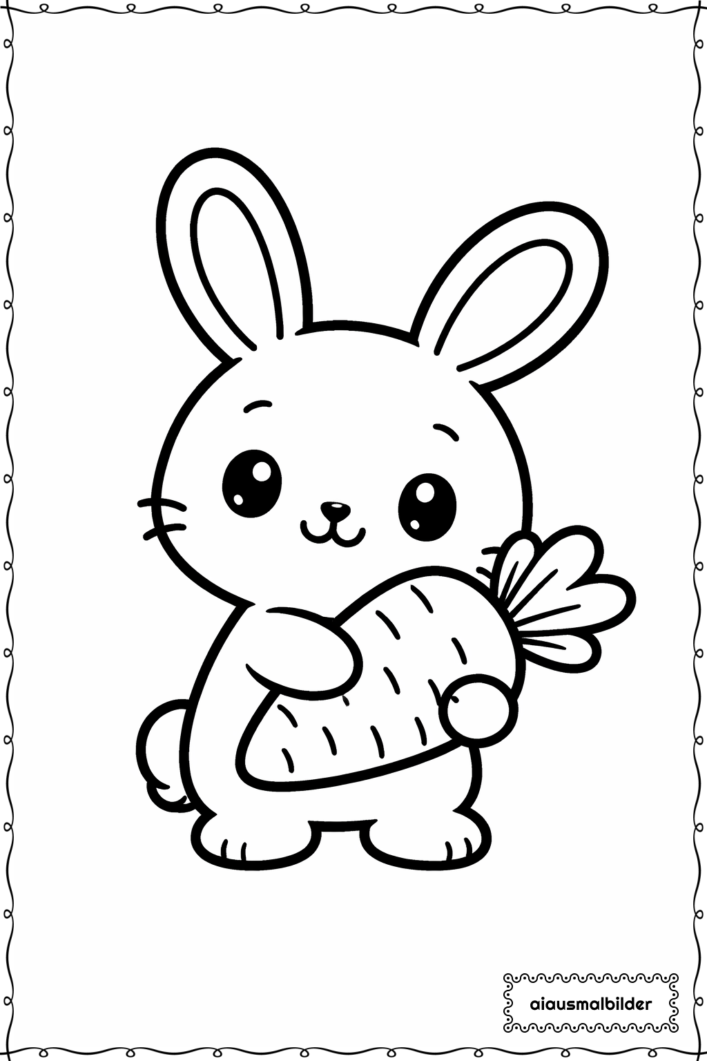  Ostern Hase mit Karotte Ausmalseite 