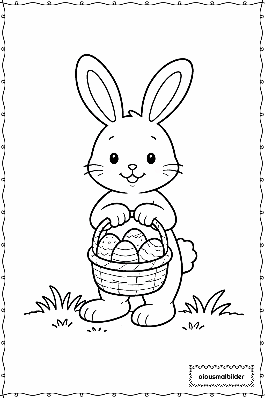  Ostern Hase mit Korb Ausmalseite 