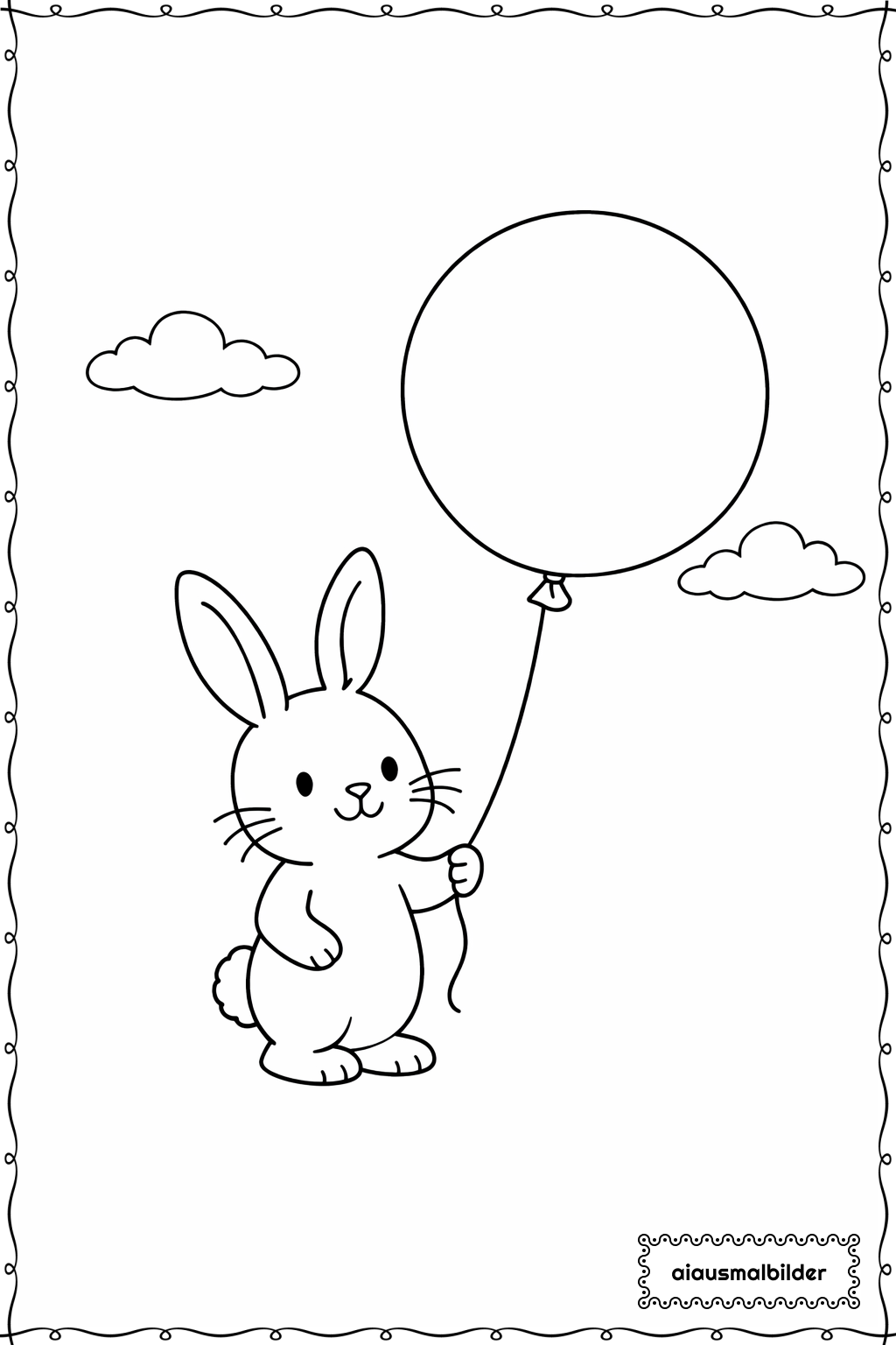  Ostern Hase mit Luftballon Ausmalseite 