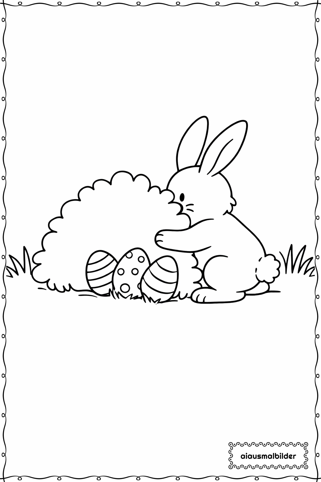  Ostern Hase versteckt Eier Ausmalseite 