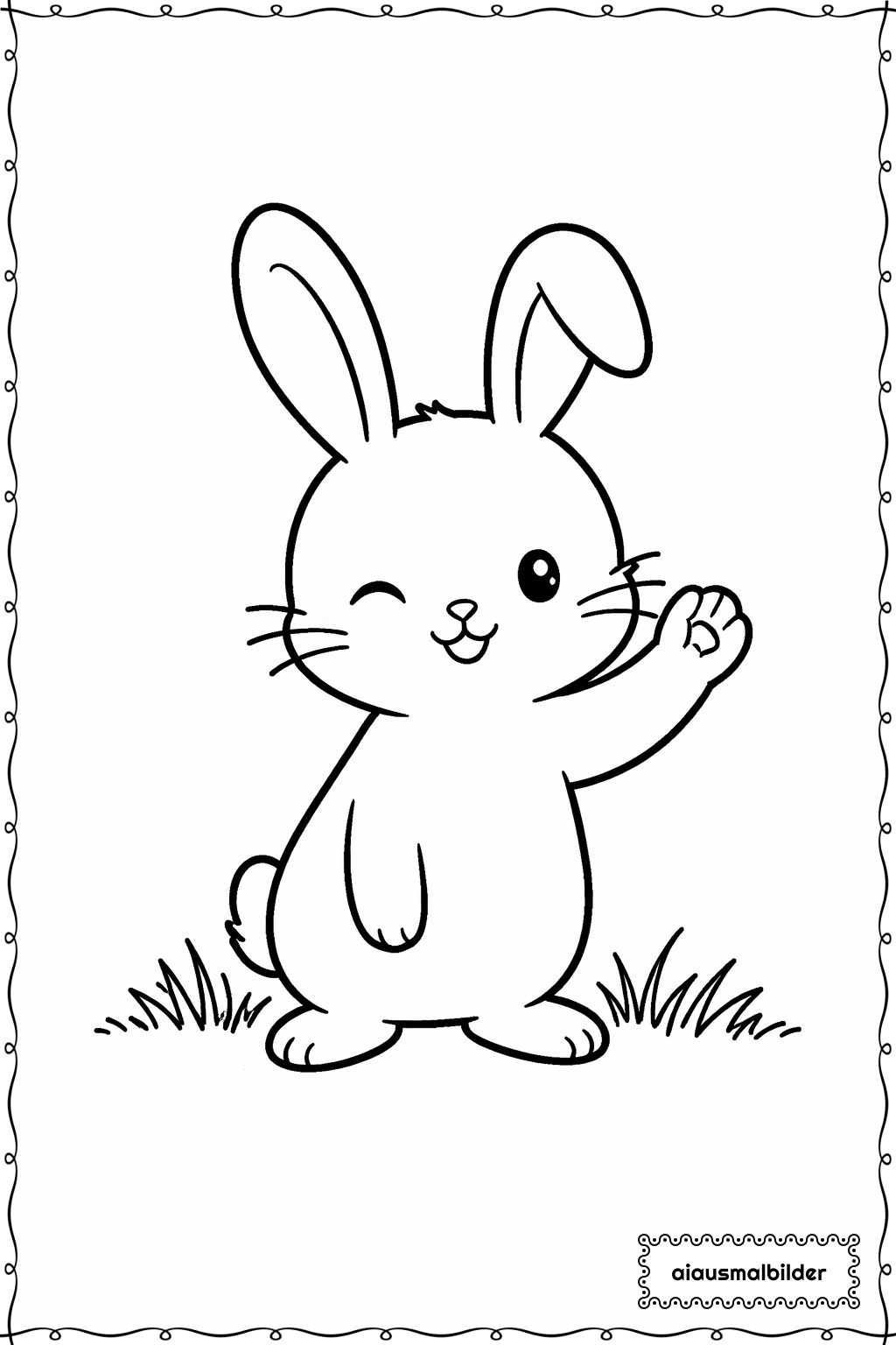  Ostern Hase winkt Ausmalseite 