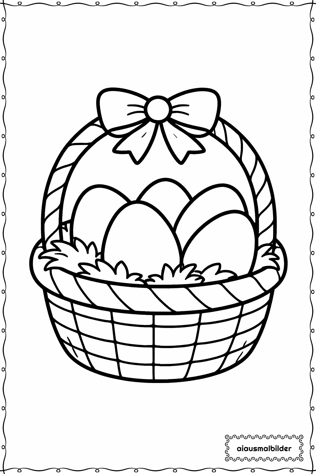  Ostern Korb mit Eiern Ausmalseite 