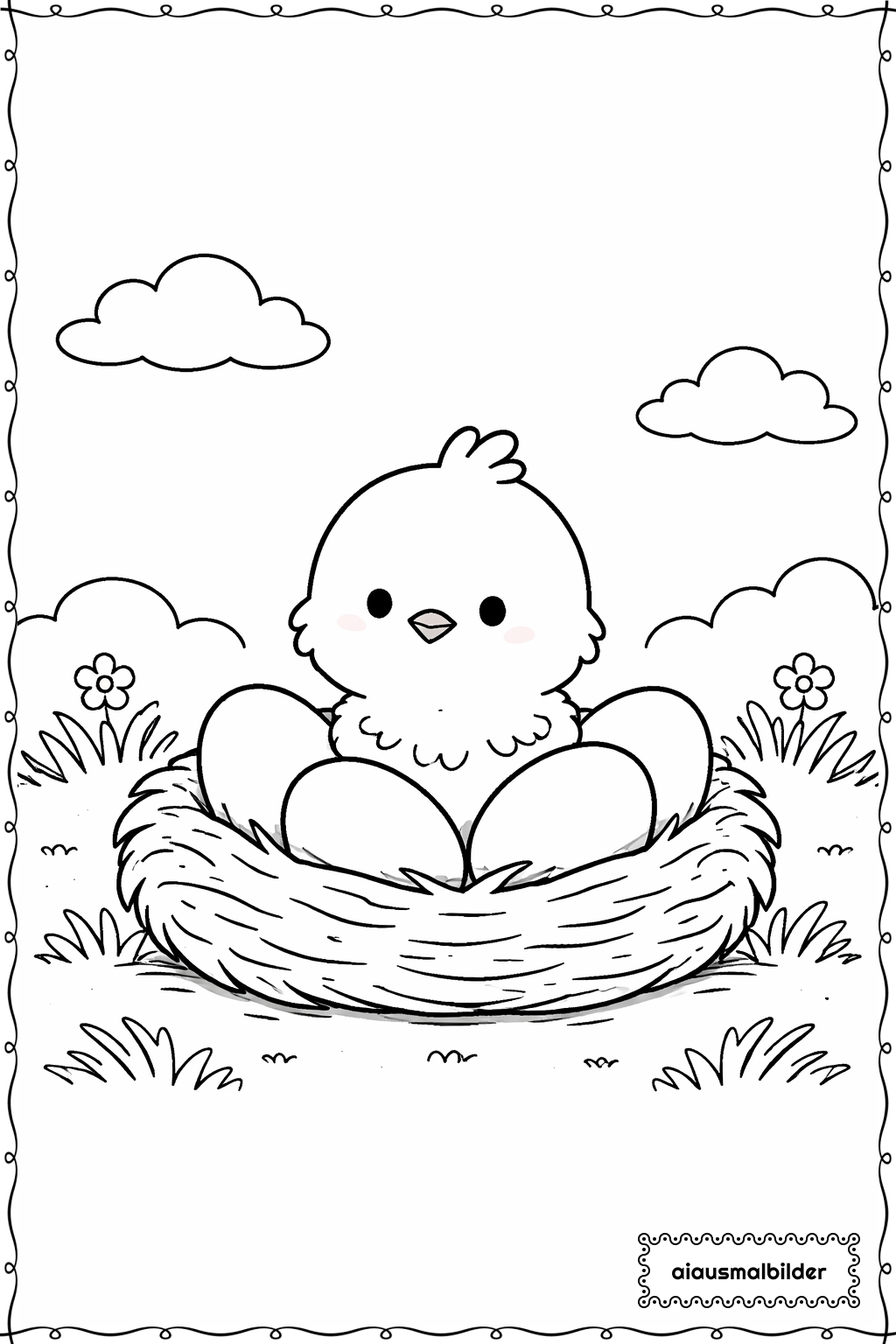  Ostern Küken im Nest Ausmalseite 