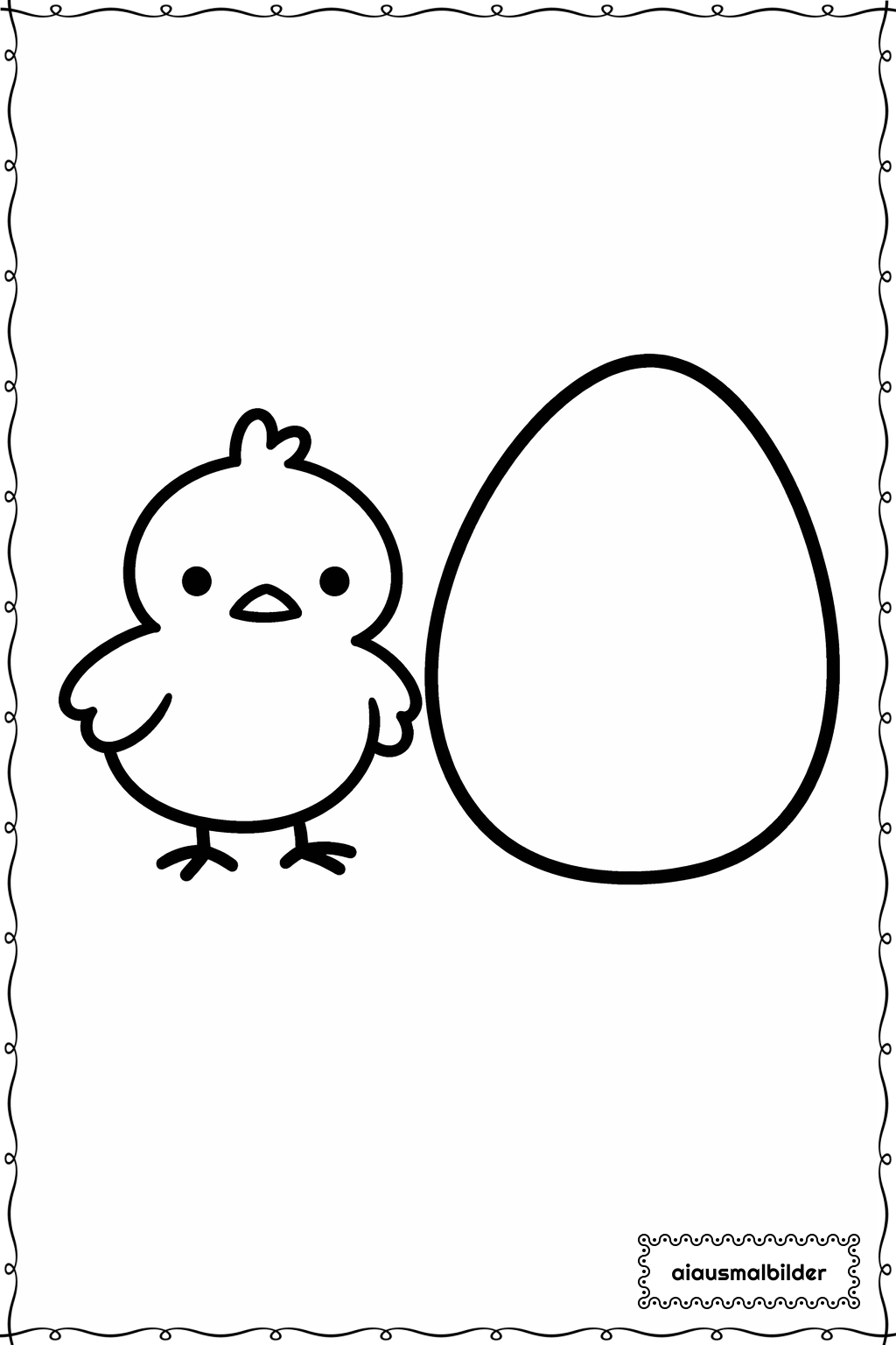  Ostern Küken mit Ei Ausmalseite 