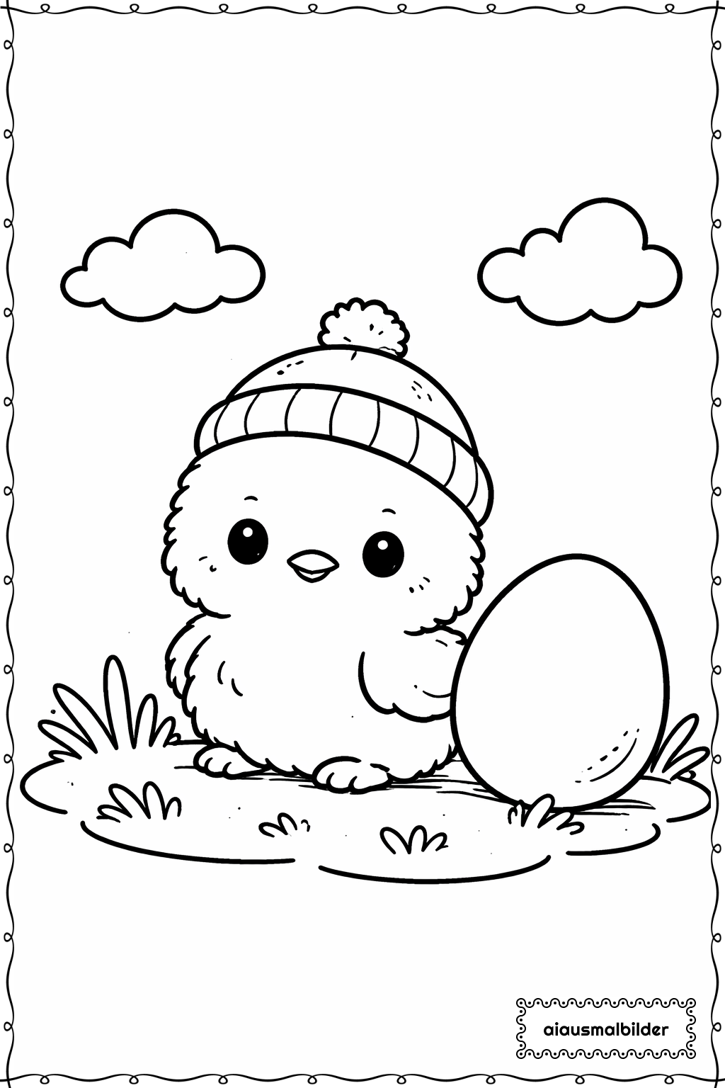 Ostern Küken mit Mütze Ausmalseite