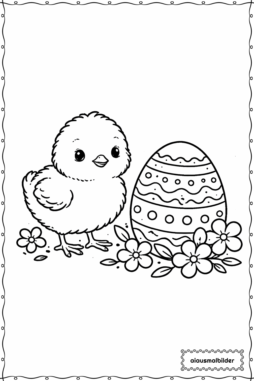 Ostern Küken und Ei Ausmalseite 
