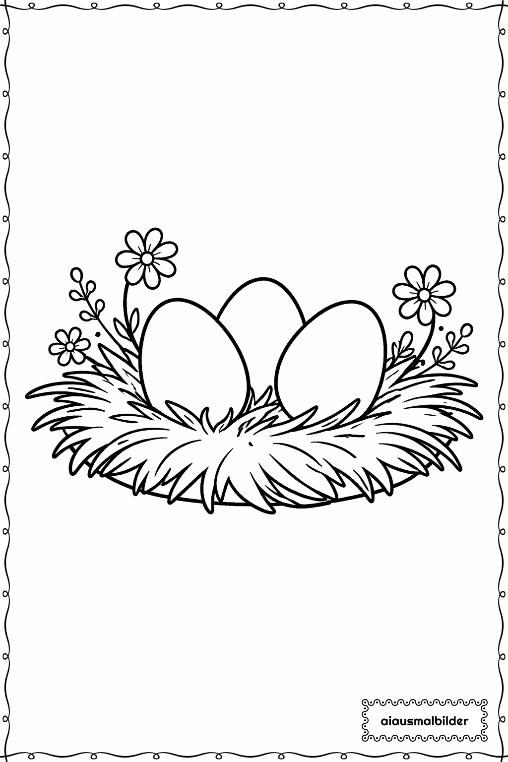  Ostern Nest mit Gras Ausmalseite 