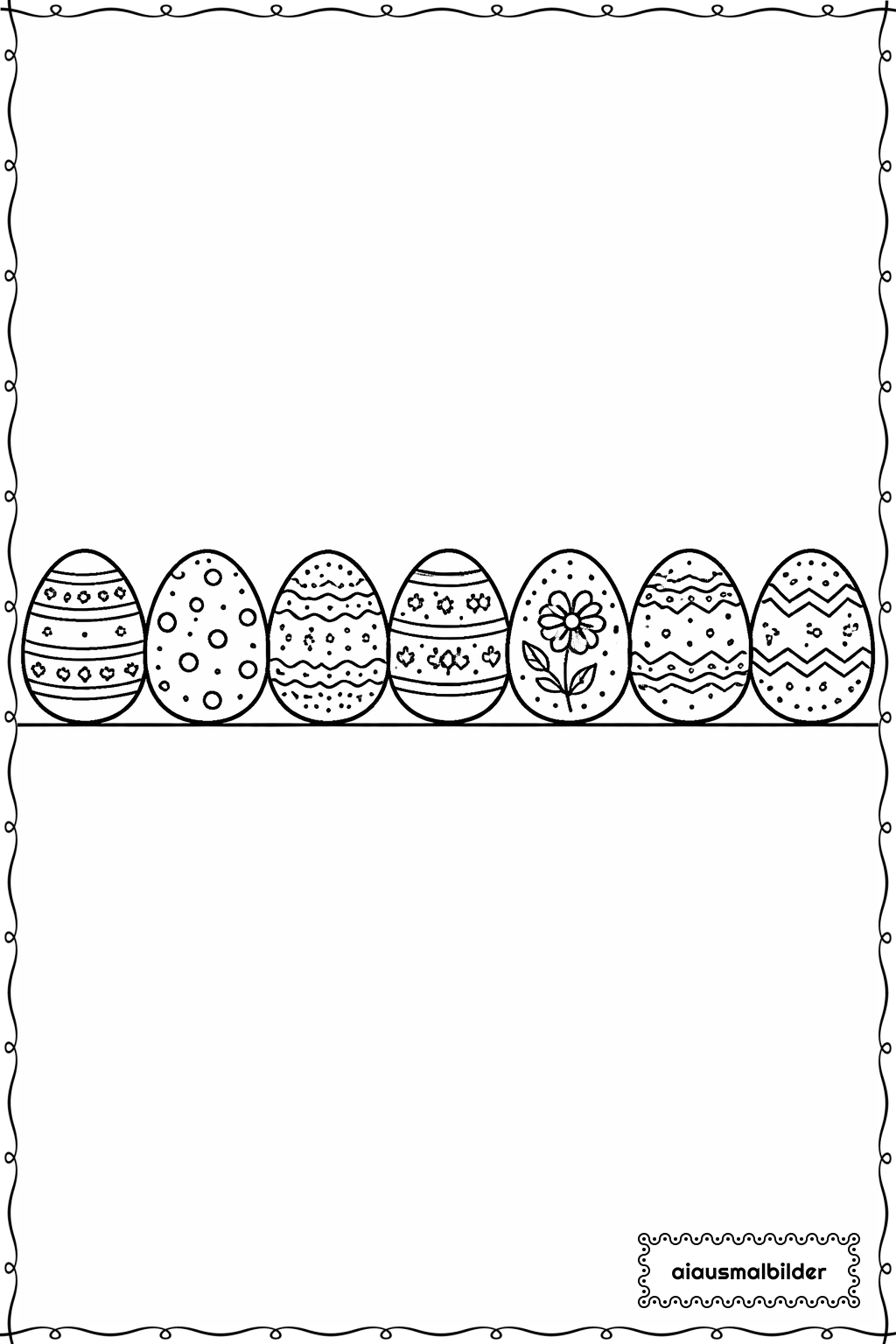  Ostern Reihe von Eiern Ausmalseite 