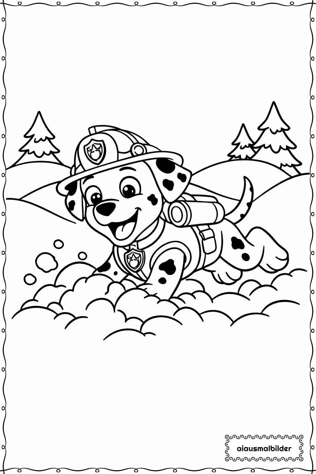 Paw Patrol Hund im Schnee Ausmalseite