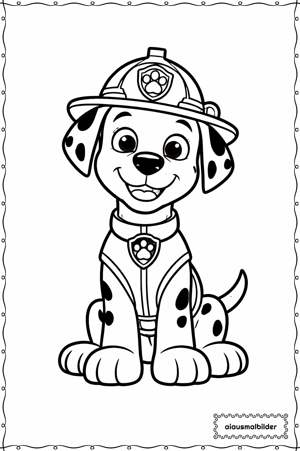 Paw Patrol Hund mit Halsband Ausmalseite