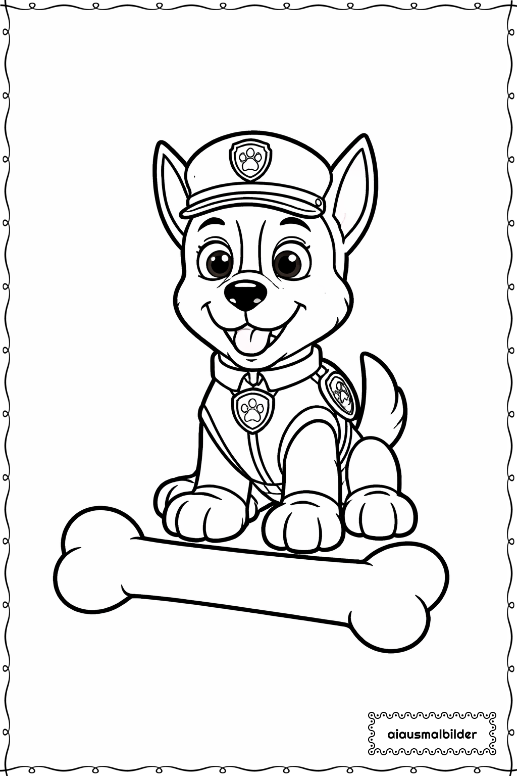 Paw Patrol Hund mit Knochen Ausmalseite