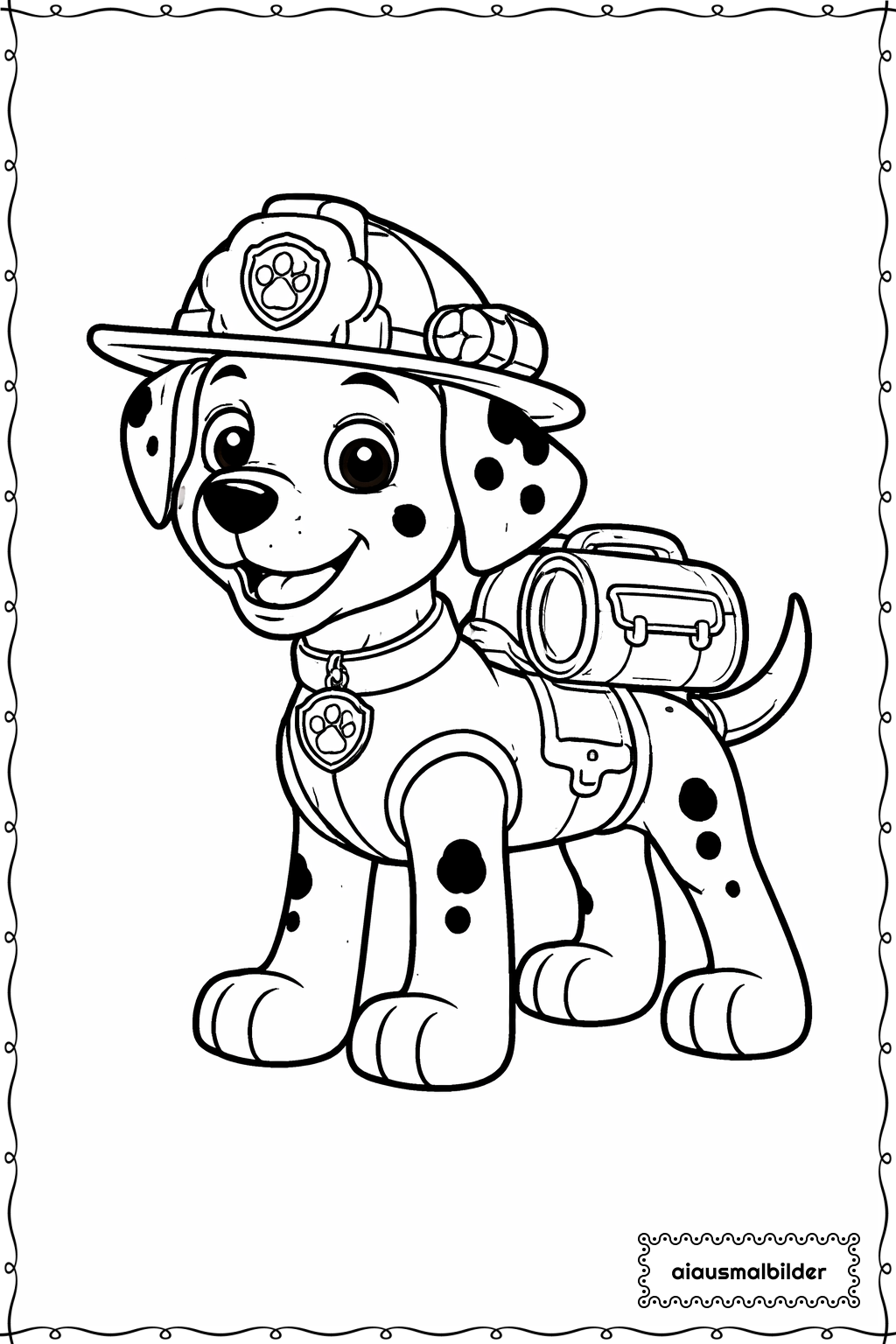Paw Patrol Hund mit Rucksack Ausmalseite