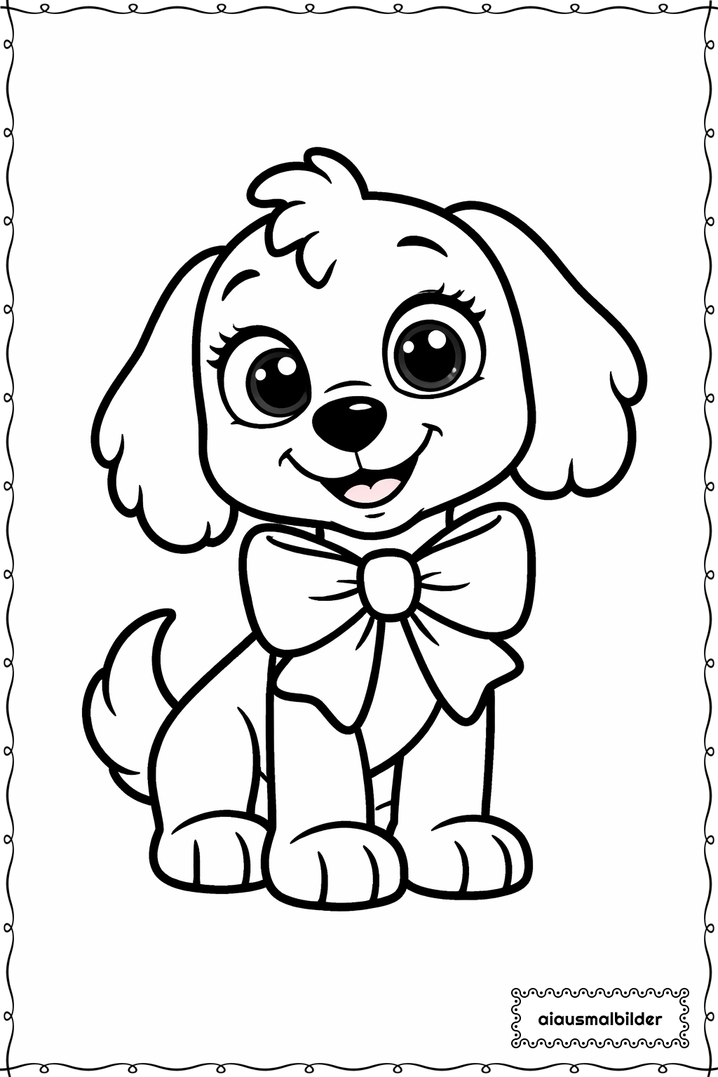 Paw Patrol Hund mit Schleife Ausmalseite