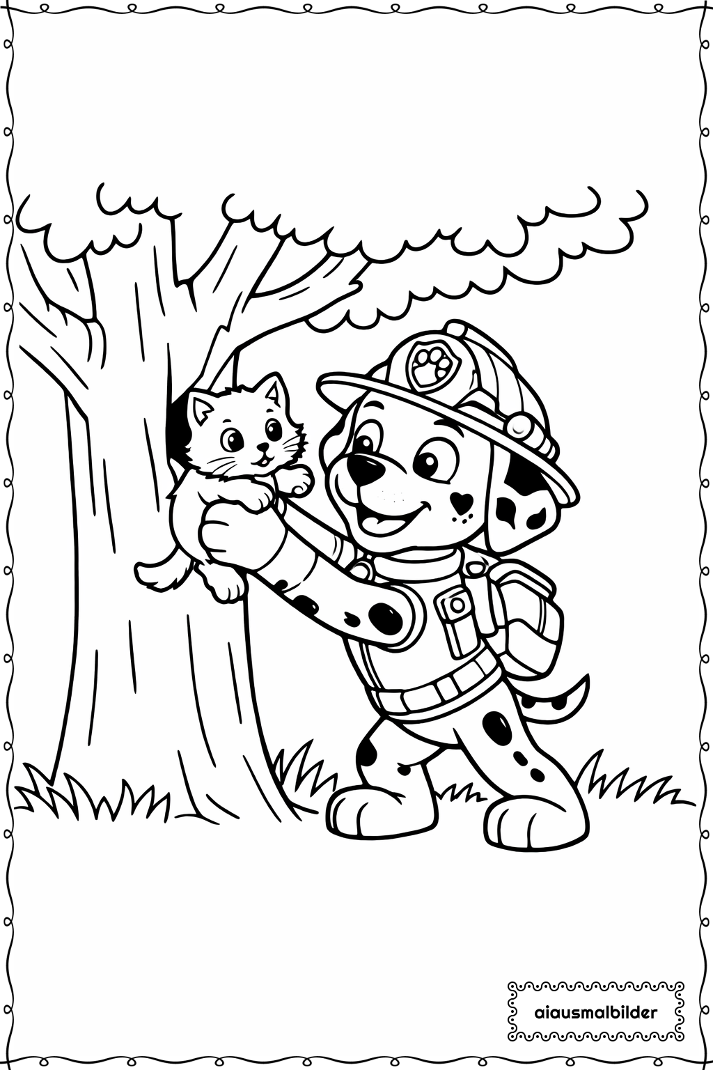Paw Patrol Hund rettet Katze Ausmalseite