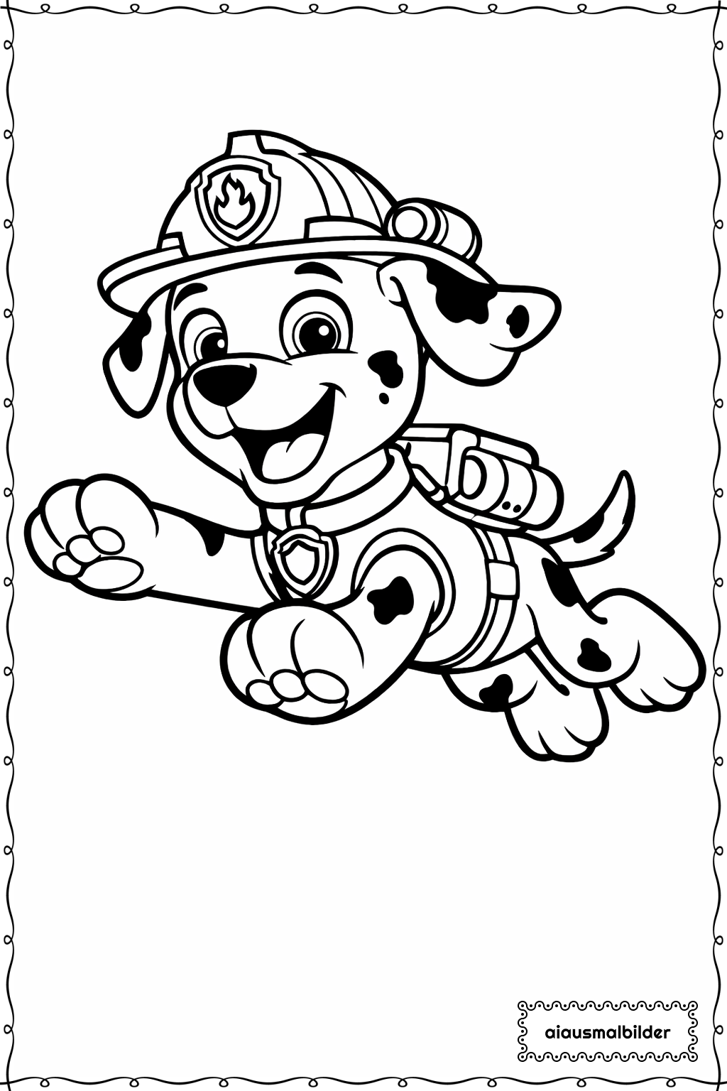 Paw Patrol Hund springt Ausmalseite