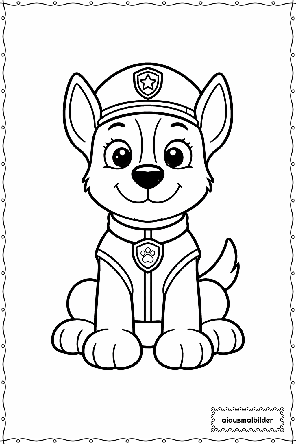 Paw Patrol Welpe lächelt Ausmalseite