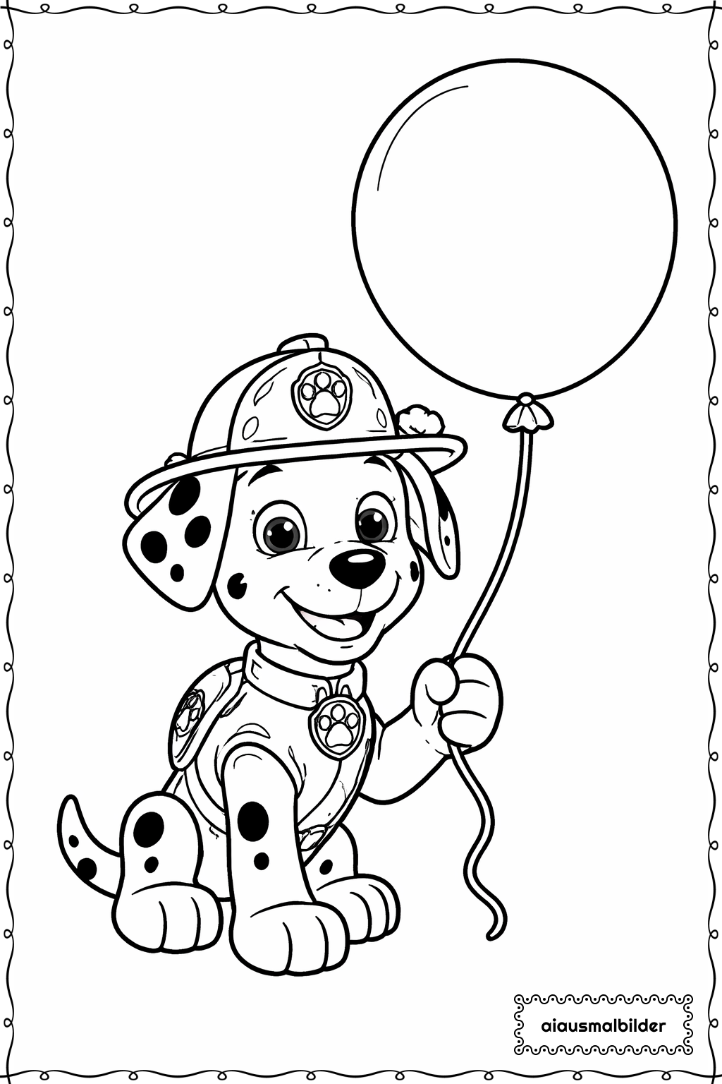 Paw Patrol Welpe mit Ballon Ausmalseite