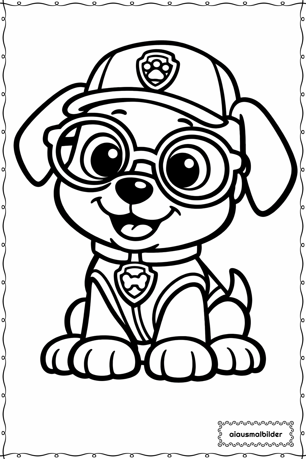 Paw Patrol Welpe mit Brille Ausmalseite