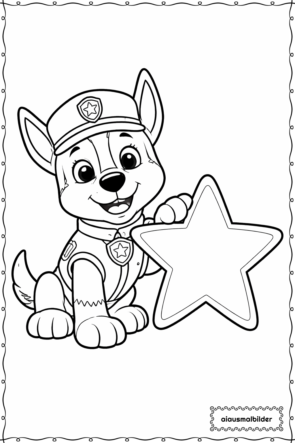 Paw Patrol Welpe mit Stern Ausmalseite