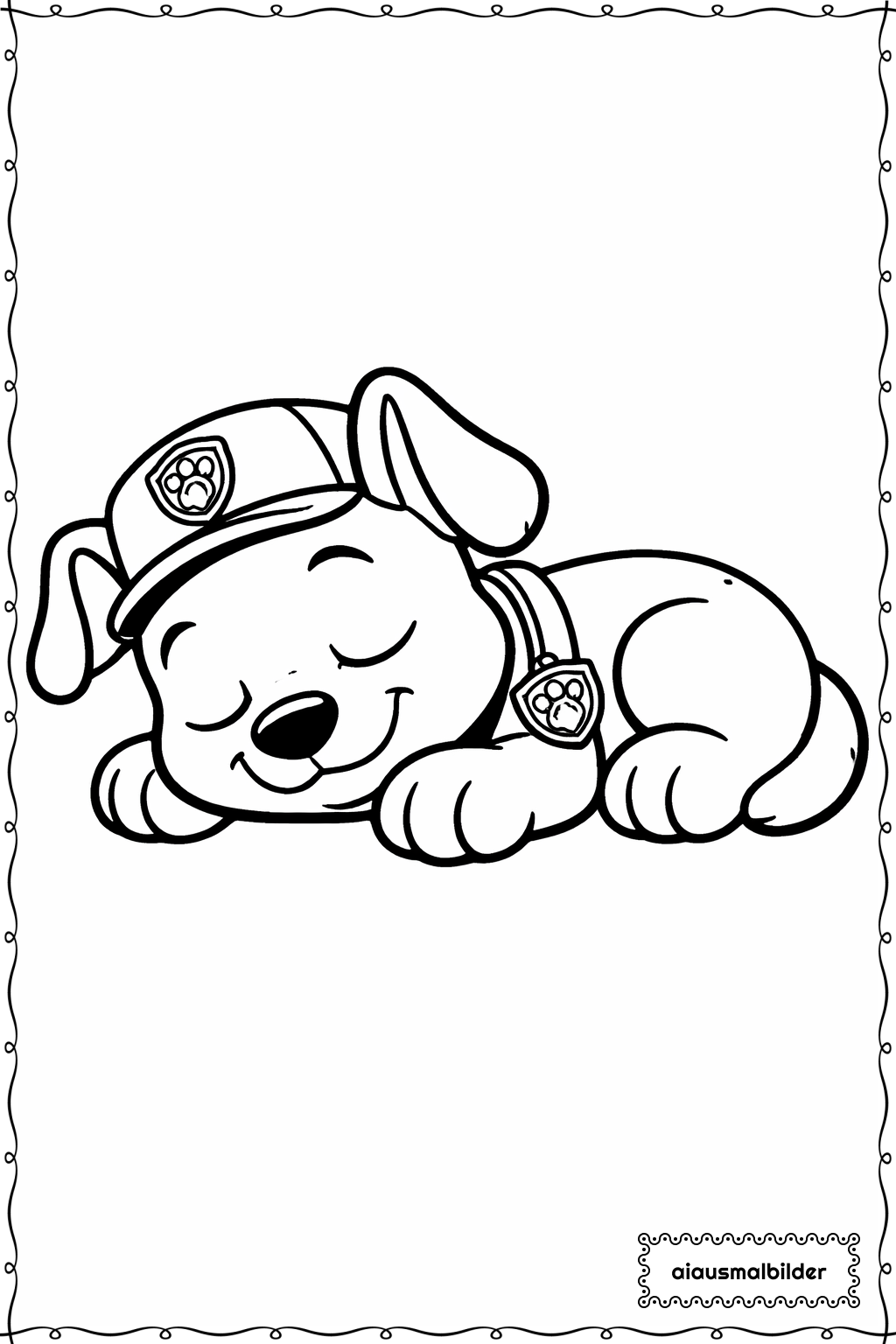 Paw Patrol Welpe schläft Ausmalseite