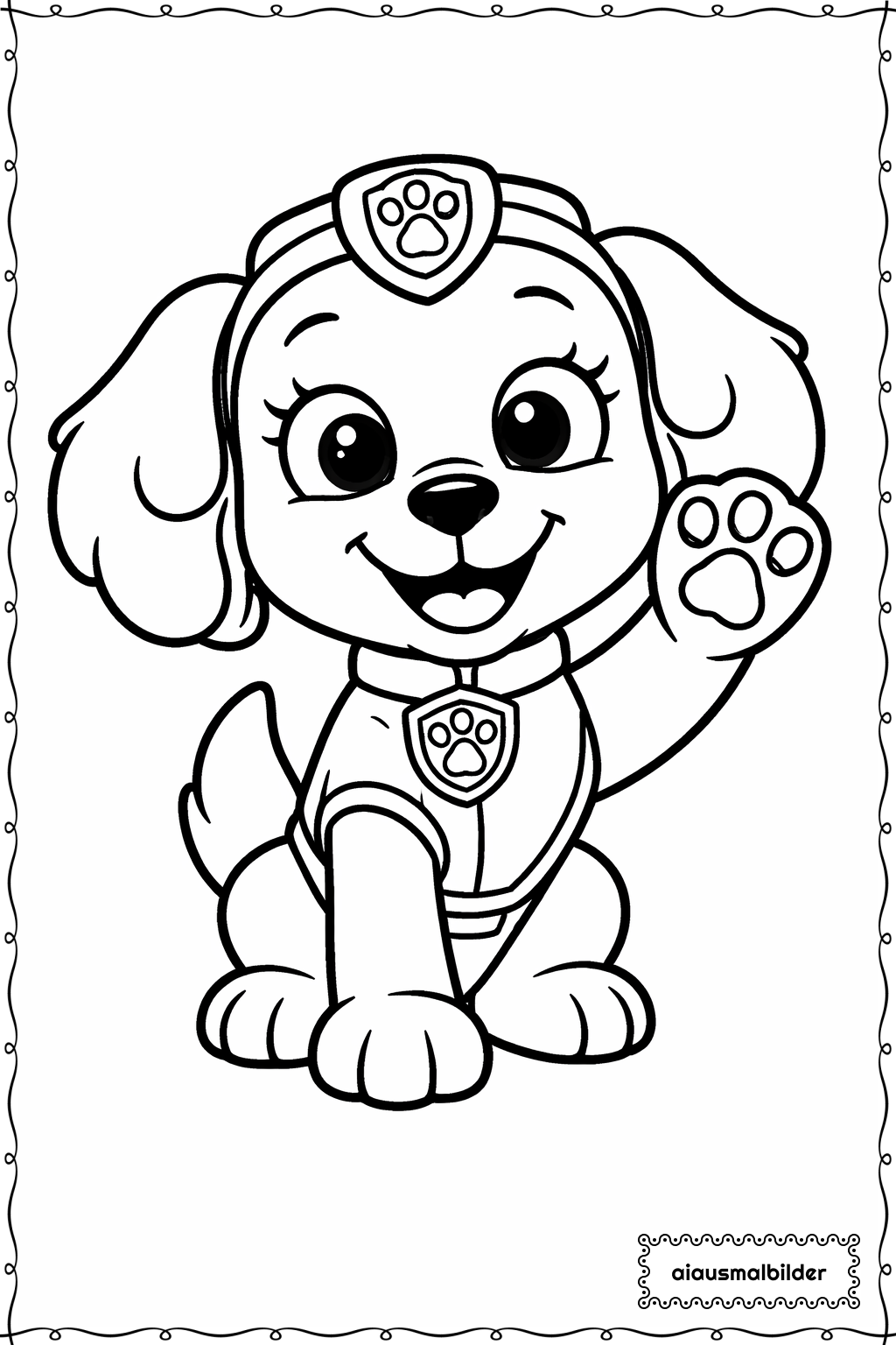Paw Patrol Welpe winkt Ausmalseite