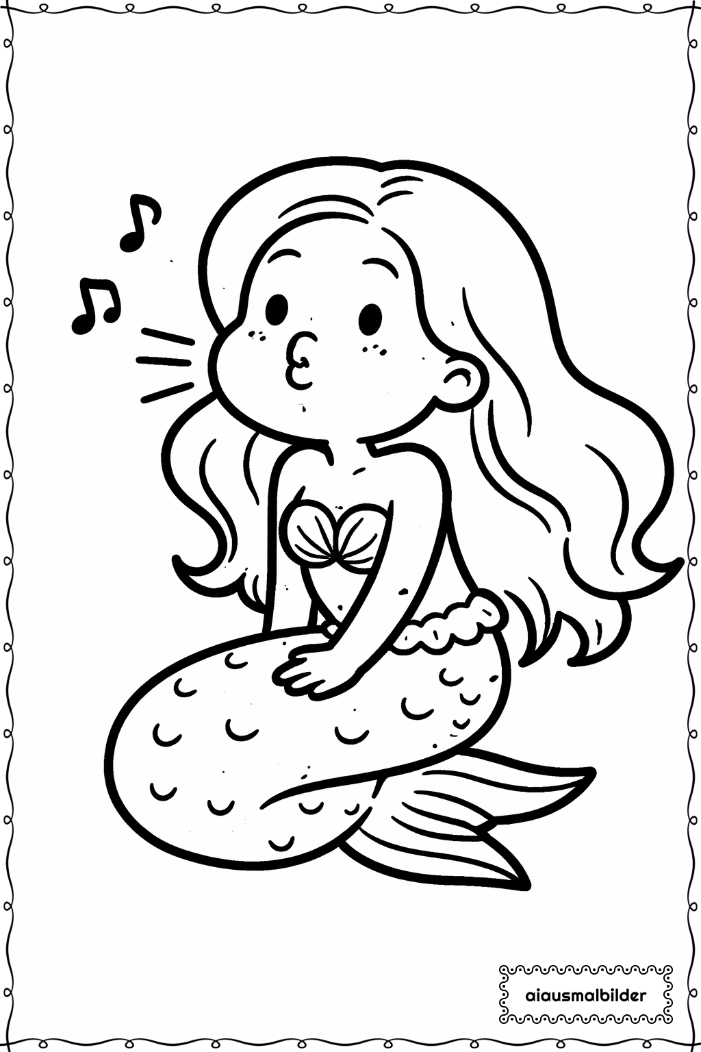  Pfeifende Meerjungfrau Ausmalseite 