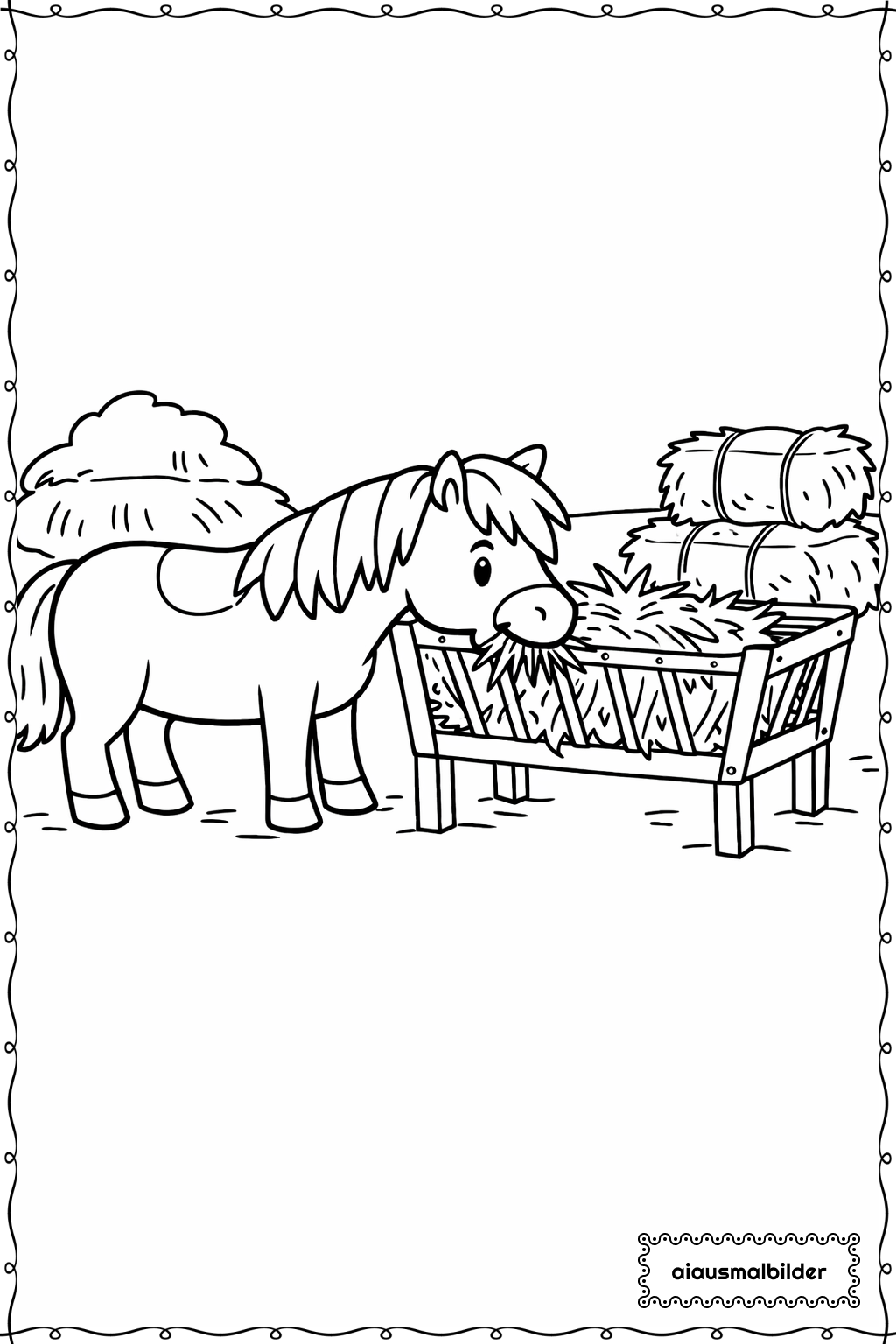 Pferd Beim Fressen Ausmalseite