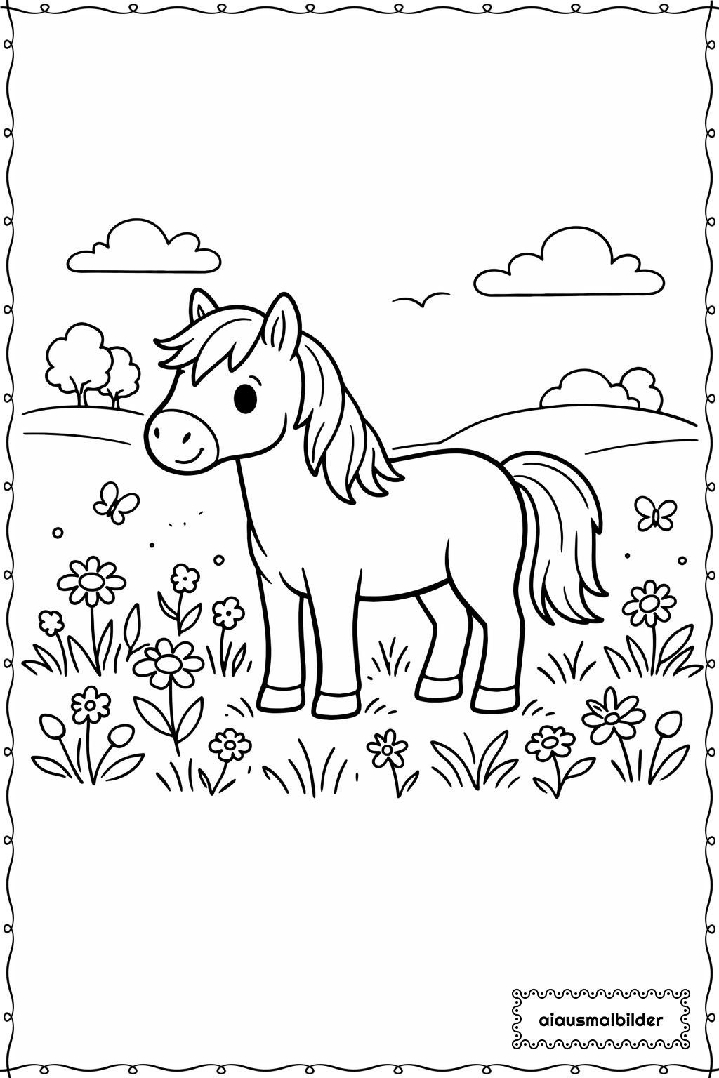 Pferd Im Sommerfeld Ausmalseite